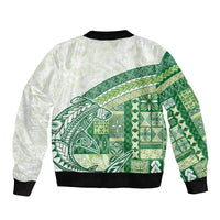 Samoa Mamanu Siapo Forest Green Sleeve Zip Bomber Jacket Tatau Malie LT7 - Polynesian Pride