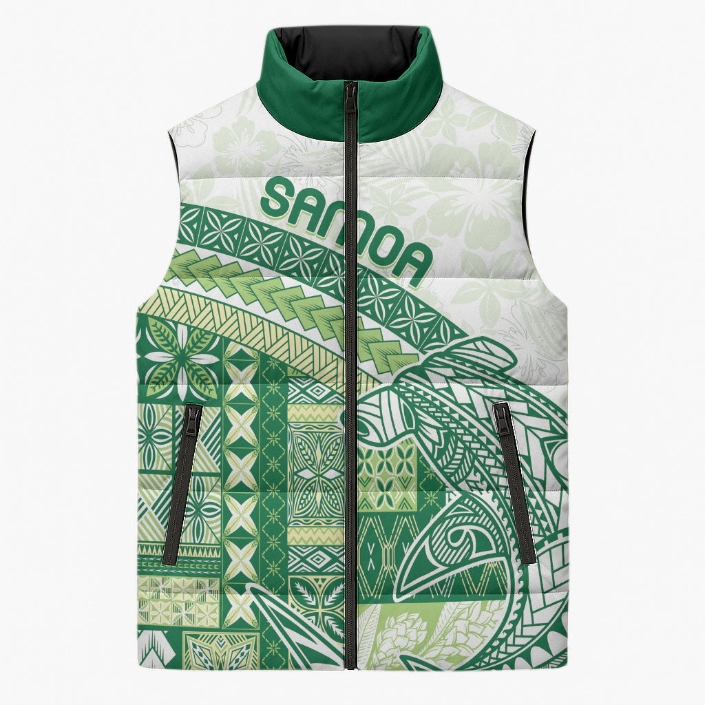 Samoa Mamanu Siapo Forest Green Sleeveless Puffer Jacket Tatau Malie LT7 Unisex Forest Green - Polynesian Pride