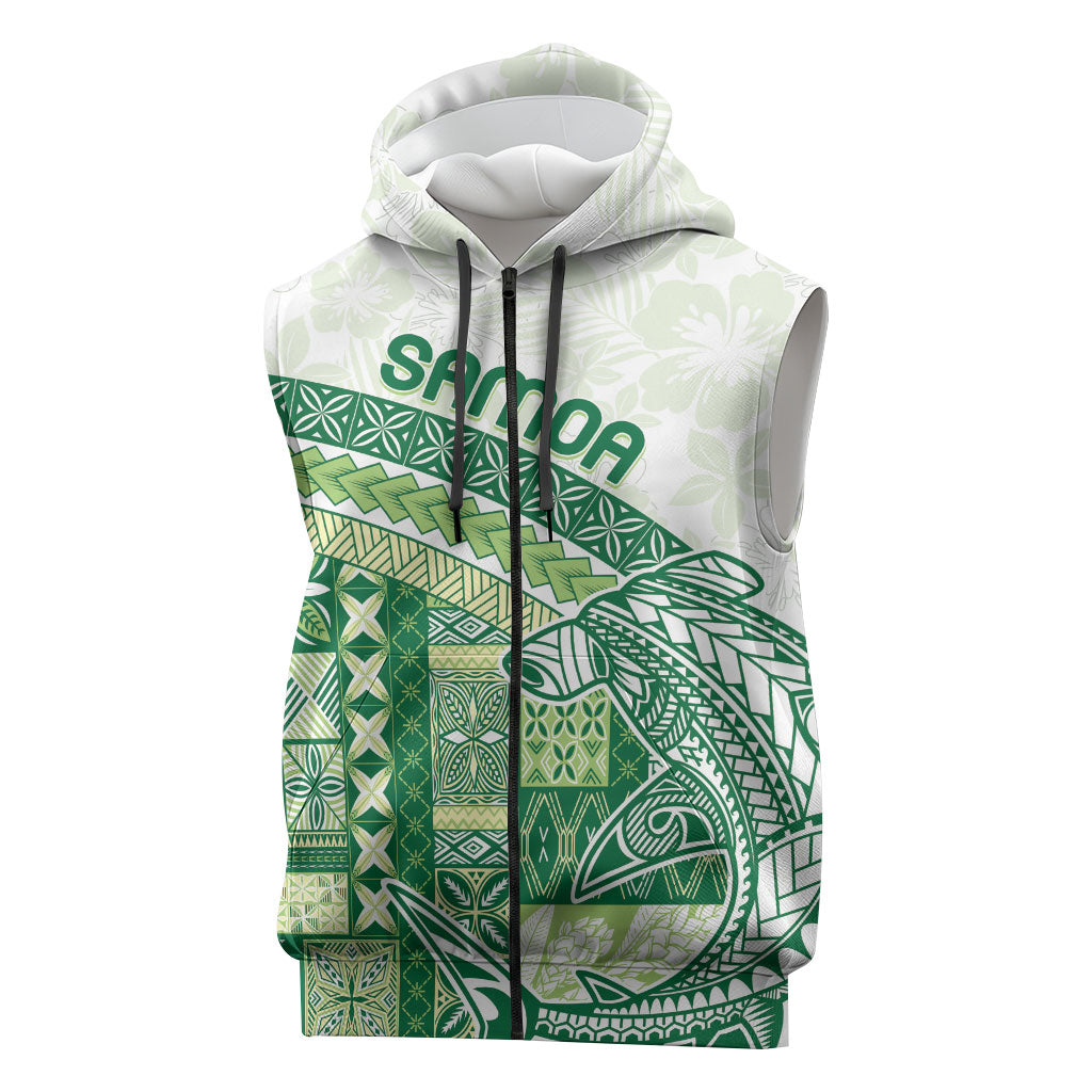 Samoa Mamanu Siapo Forest Green Sleeveless Zip Hoodie Tatau Malie LT7 Forest Green - Polynesian Pride