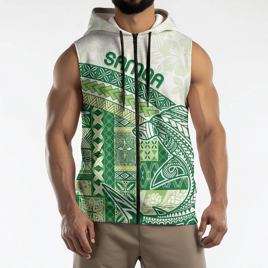 Samoa Mamanu Siapo Forest Green Sleeveless Zip Hoodie Tatau Malie LT7 - Polynesian Pride