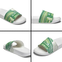 Samoa Mamanu Siapo Forest Green Slide Sandals Tatau Malie LT7 - Polynesian Pride