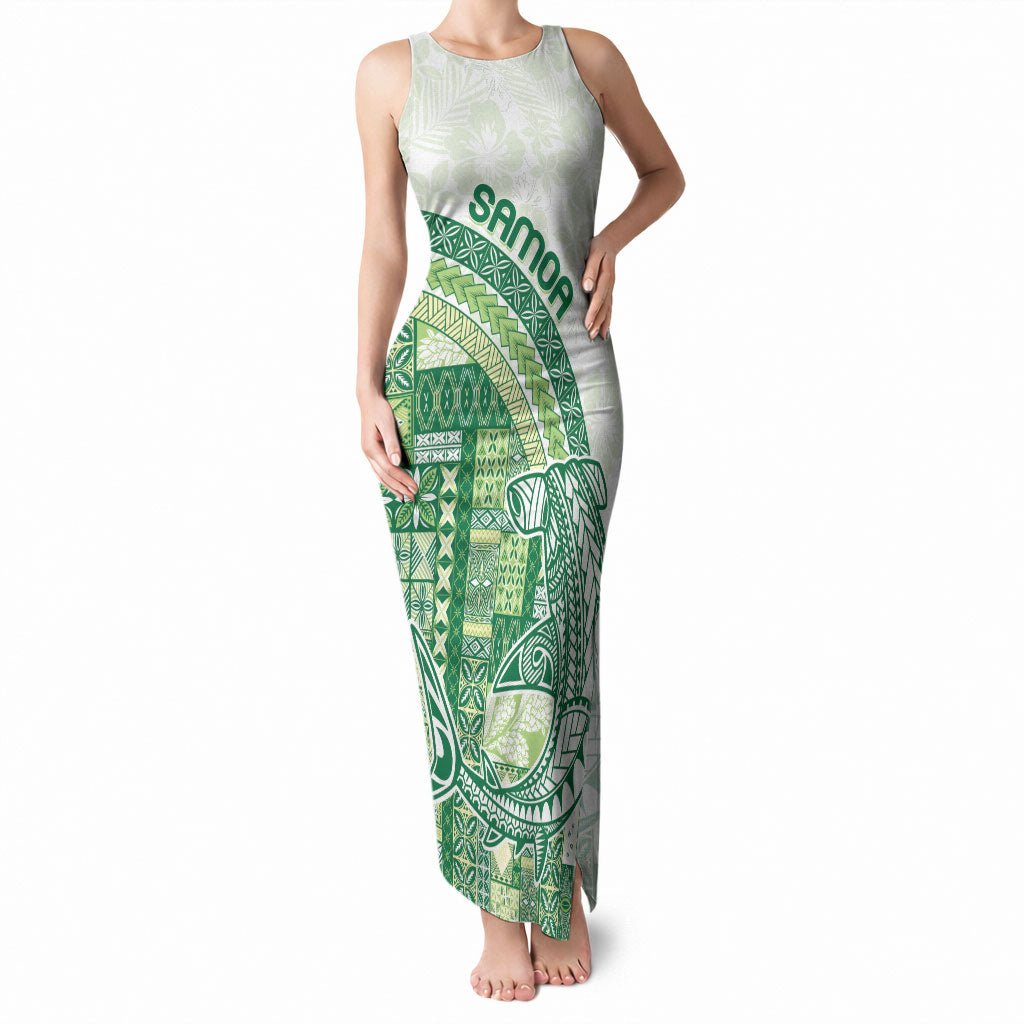 Samoa Mamanu Siapo Forest Green Tank Maxi Dress Tatau Malie LT7 Women Forest Green - Polynesian Pride