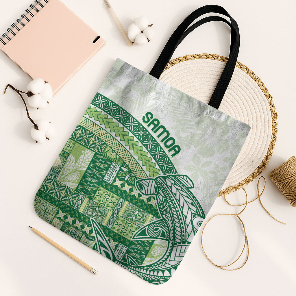 Samoa Mamanu Siapo Forest Green Tote Bag Tatau Malie LT7 Black Strap One Size Forest Green - Polynesian Pride