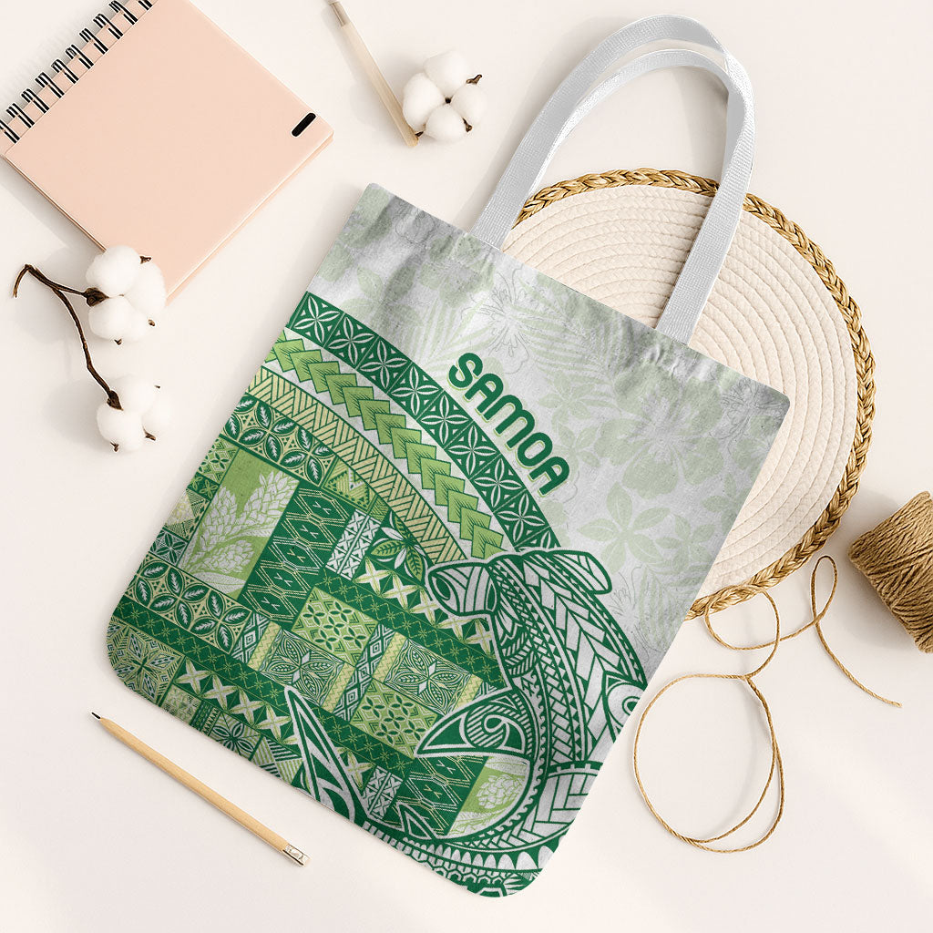 Samoa Mamanu Siapo Forest Green Tote Bag Tatau Malie LT7 White Strap One Size Forest Green - Polynesian Pride