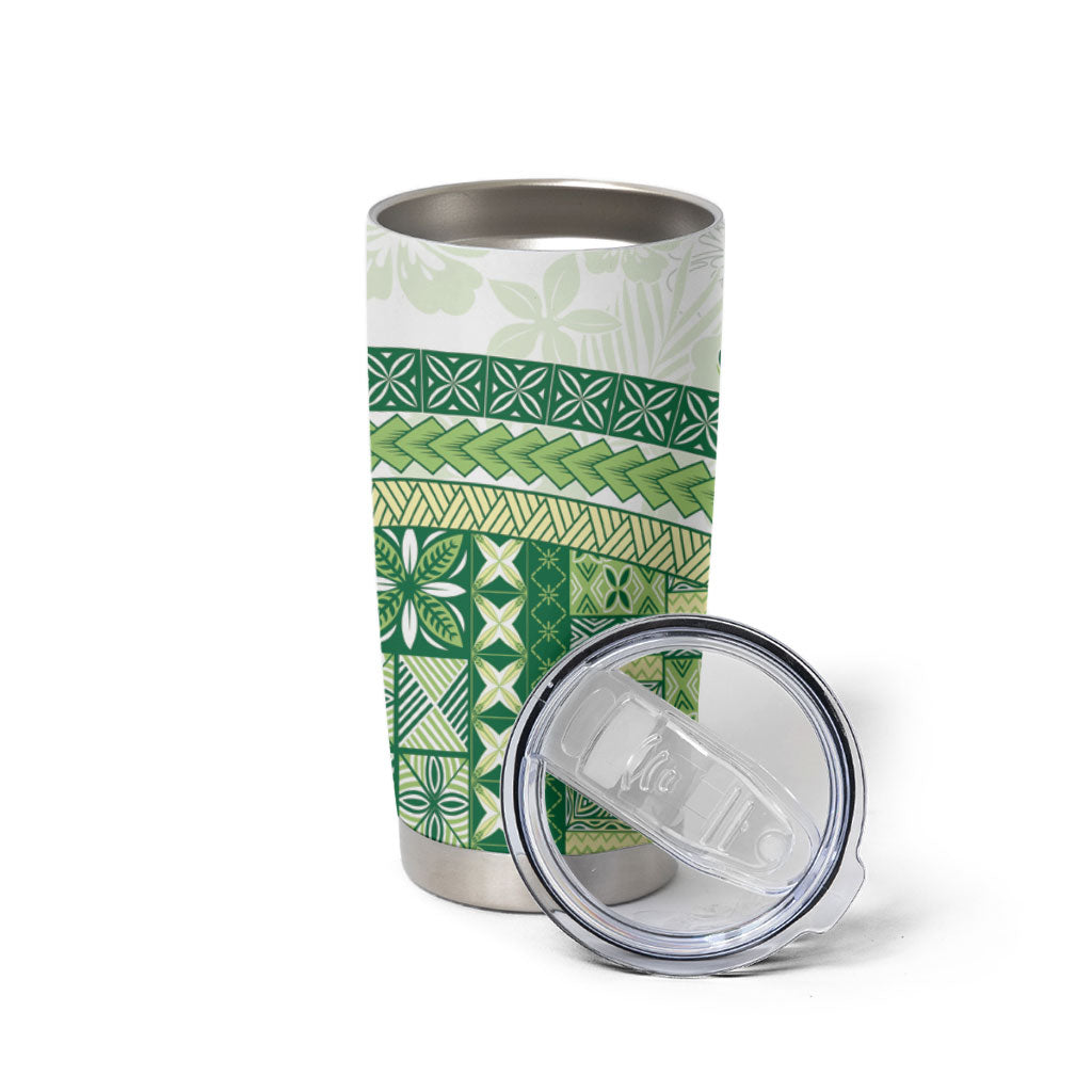 Samoa Mamanu Siapo Forest Green Tumbler Cup Tatau Malie LT7 - Polynesian Pride