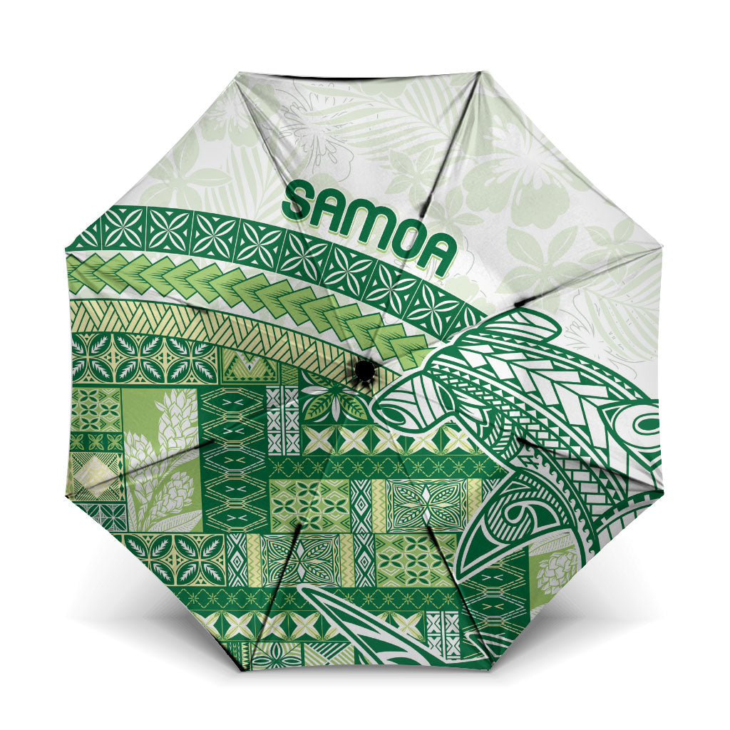 Samoa Mamanu Siapo Forest Green Umbrella Tatau Malie LT7 One Size Folded 11.42 inch Opened Diameter 37.4 inch Forest Green - Polynesian Pride