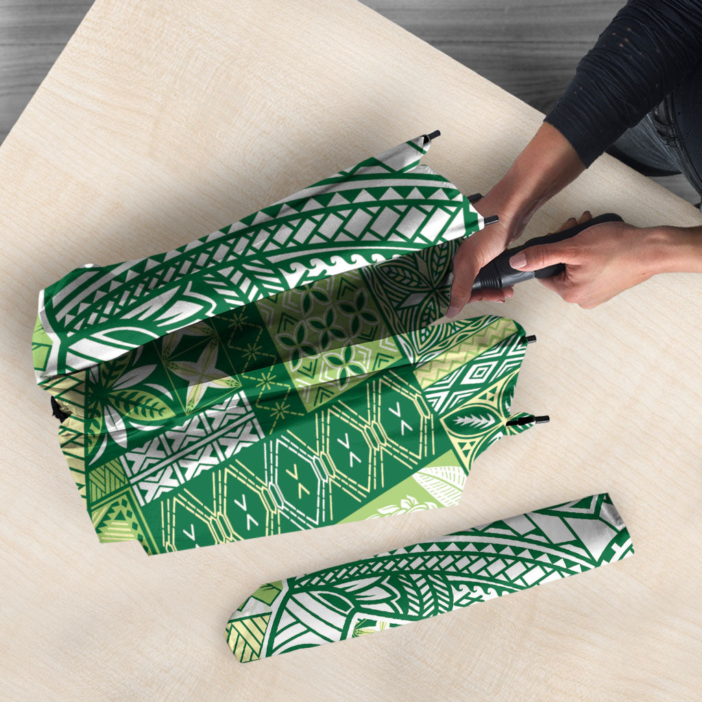 Samoa Mamanu Siapo Forest Green Umbrella Tatau Malie LT7 - Polynesian Pride