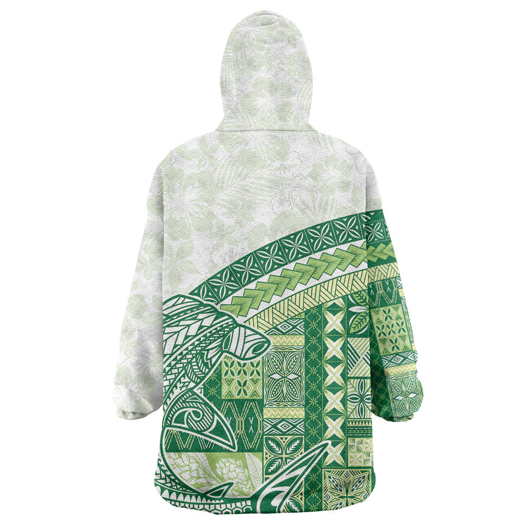 Samoa Mamanu Siapo Forest Green Wearable Blanket Hoodie Tatau Malie LT7 - Polynesian Pride