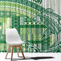 Samoa Mamanu Siapo Forest Green Window Curtain Tatau Malie LT7 - Polynesian Pride