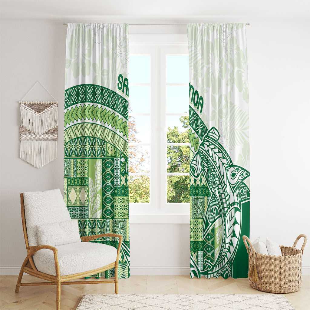 Samoa Mamanu Siapo Forest Green Window Curtain Tatau Malie LT7 - Polynesian Pride