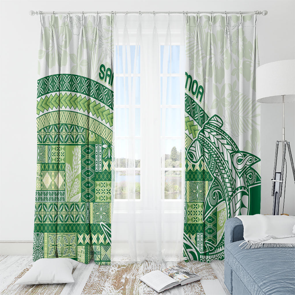 Samoa Mamanu Siapo Forest Green Window Curtain Tatau Malie LT7 - Polynesian Pride
