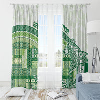 Samoa Mamanu Siapo Forest Green Window Curtain Tatau Malie LT7 - Polynesian Pride
