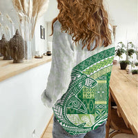 Samoa Mamanu Siapo Forest Green Women Casual Shirt Tatau Malie LT7 - Polynesian Pride