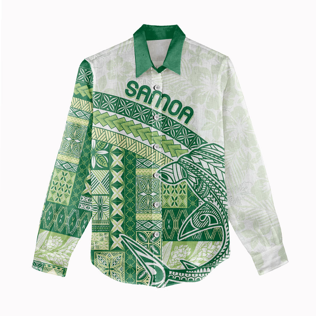 Samoa Mamanu Siapo Forest Green Women Casual Shirt Tatau Malie LT7 - Polynesian Pride