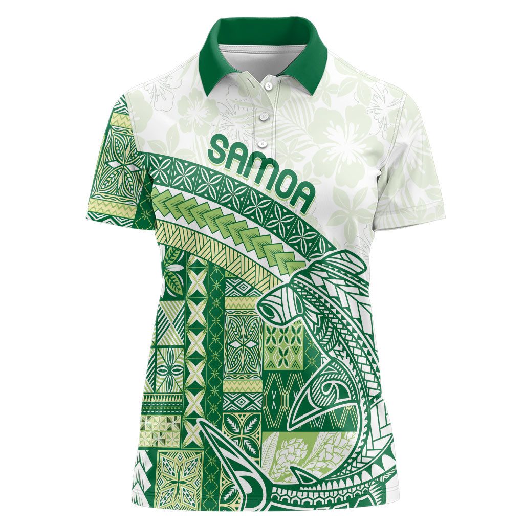 Samoa Mamanu Siapo Forest Green Women Polo Shirt Tatau Malie LT7 Female Forest Green - Polynesian Pride
