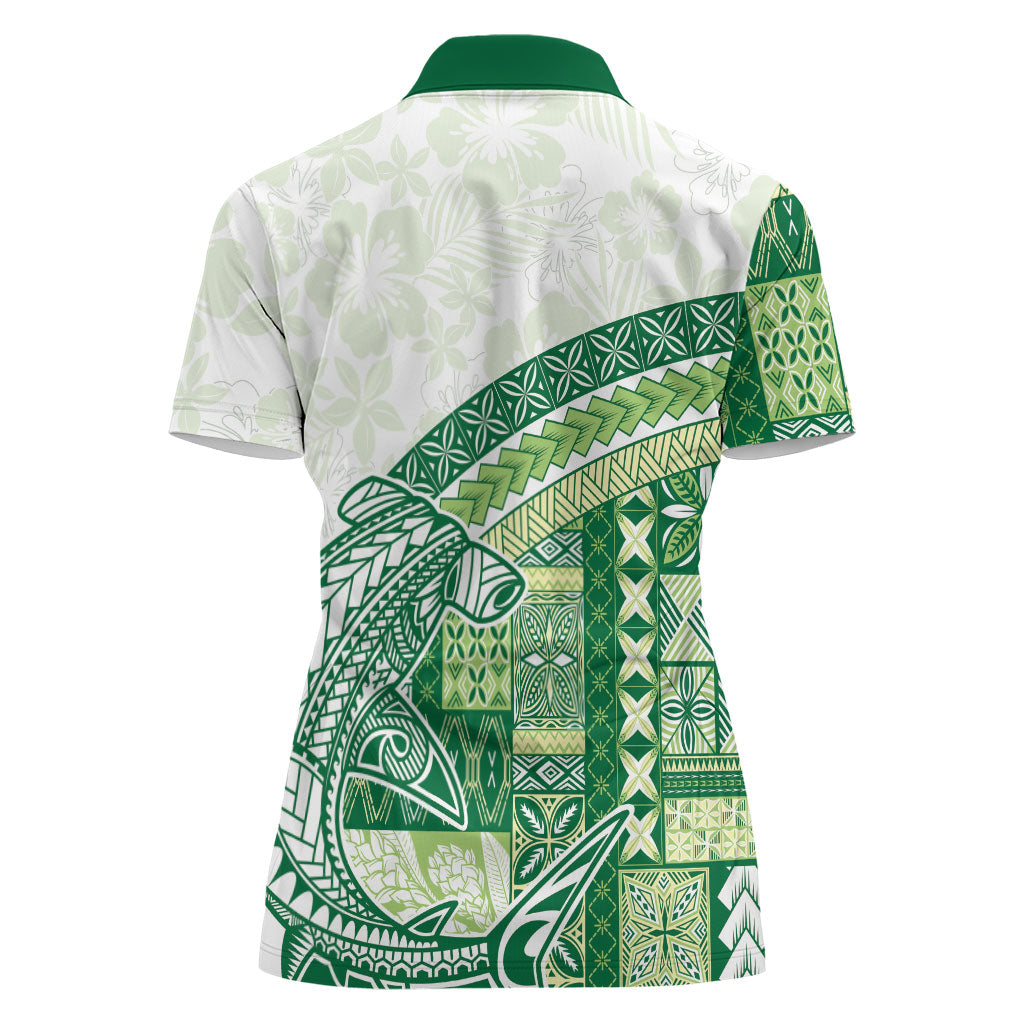 Samoa Mamanu Siapo Forest Green Women Polo Shirt Tatau Malie LT7 - Polynesian Pride