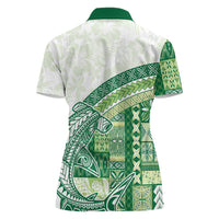 Samoa Mamanu Siapo Forest Green Women Polo Shirt Tatau Malie LT7 - Polynesian Pride