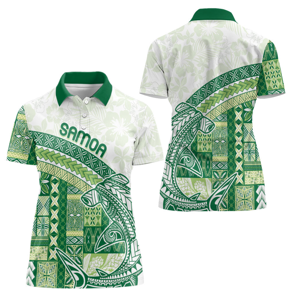 Samoa Mamanu Siapo Forest Green Women Polo Shirt Tatau Malie LT7 - Polynesian Pride