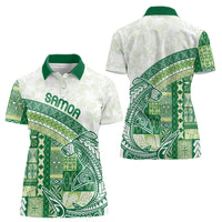 Samoa Mamanu Siapo Forest Green Women Polo Shirt Tatau Malie LT7 - Polynesian Pride