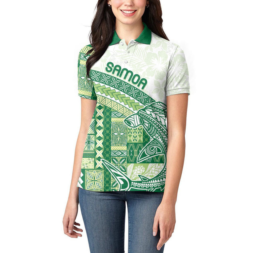 Samoa Mamanu Siapo Forest Green Women Polo Shirt Tatau Malie LT7 - Polynesian Pride