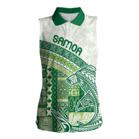 Samoa Mamanu Siapo Forest Green Women Sleeveless Polo Shirt Tatau Malie LT7 Female Forest Green - Polynesian Pride