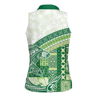 Samoa Mamanu Siapo Forest Green Women Sleeveless Polo Shirt Tatau Malie LT7 - Polynesian Pride
