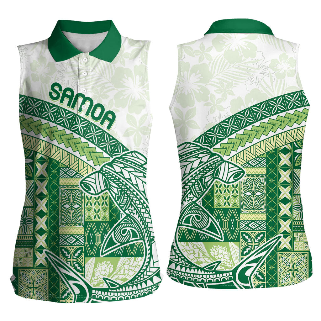 Samoa Mamanu Siapo Forest Green Women Sleeveless Polo Shirt Tatau Malie LT7 - Polynesian Pride