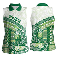 Samoa Mamanu Siapo Forest Green Women Sleeveless Polo Shirt Tatau Malie LT7 - Polynesian Pride