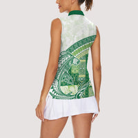Samoa Mamanu Siapo Forest Green Women Sleeveless Polo Shirt Tatau Malie LT7 - Polynesian Pride