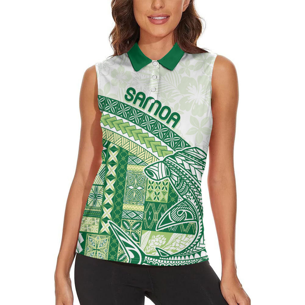 Samoa Mamanu Siapo Forest Green Women Sleeveless Polo Shirt Tatau Malie LT7 - Polynesian Pride