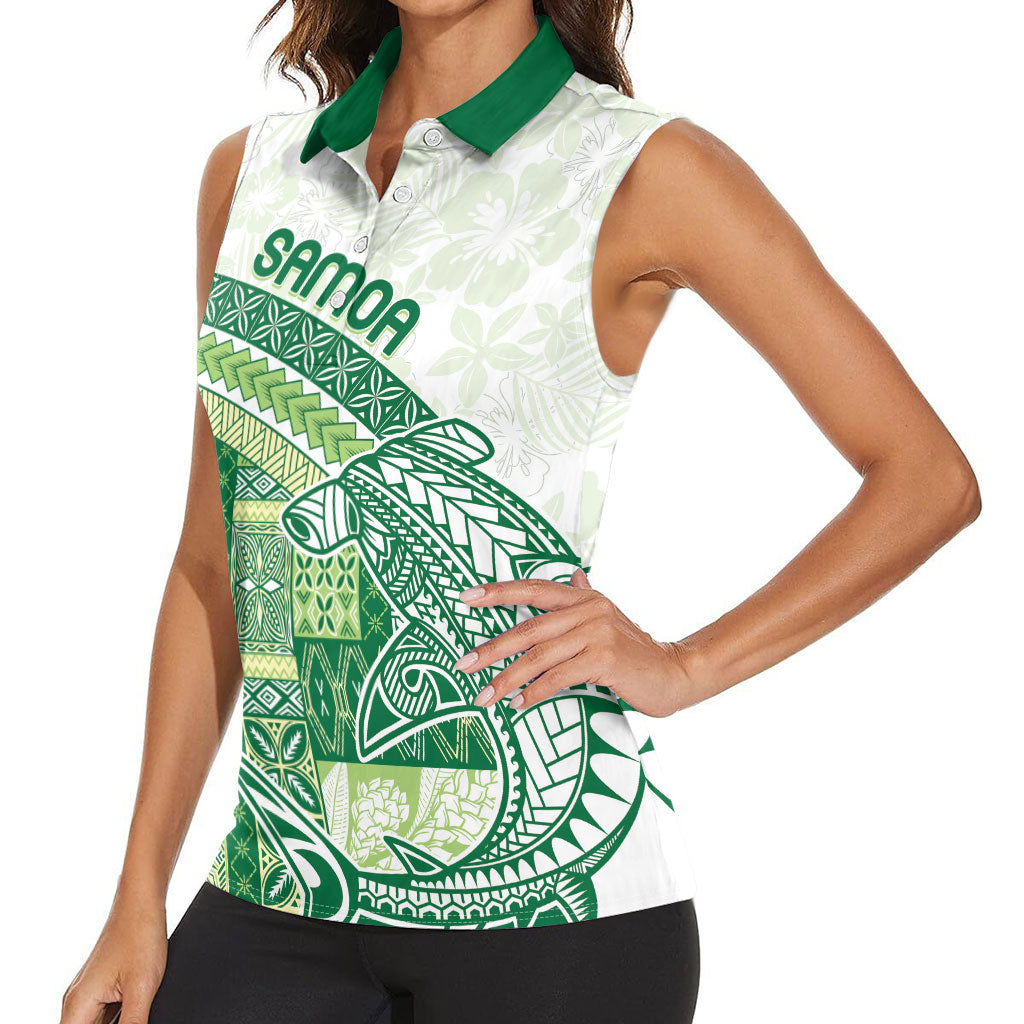 Samoa Mamanu Siapo Forest Green Women Sleeveless Polo Shirt Tatau Malie LT7 - Polynesian Pride