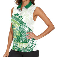 Samoa Mamanu Siapo Forest Green Women Sleeveless Polo Shirt Tatau Malie LT7 - Polynesian Pride