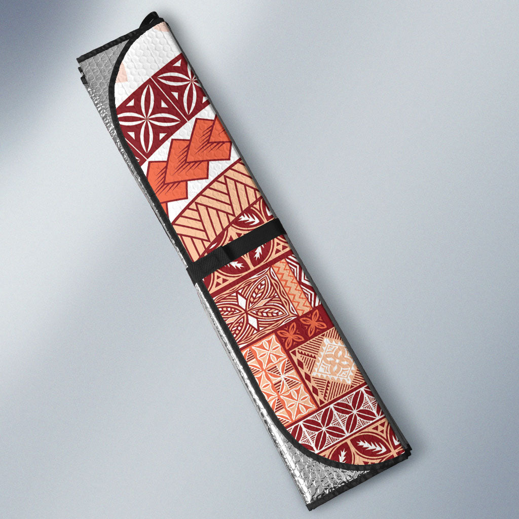 Samoa Mamanu Siapo Crimson Auto Sun Shade Tatau Malie LT7 - Polynesian Pride