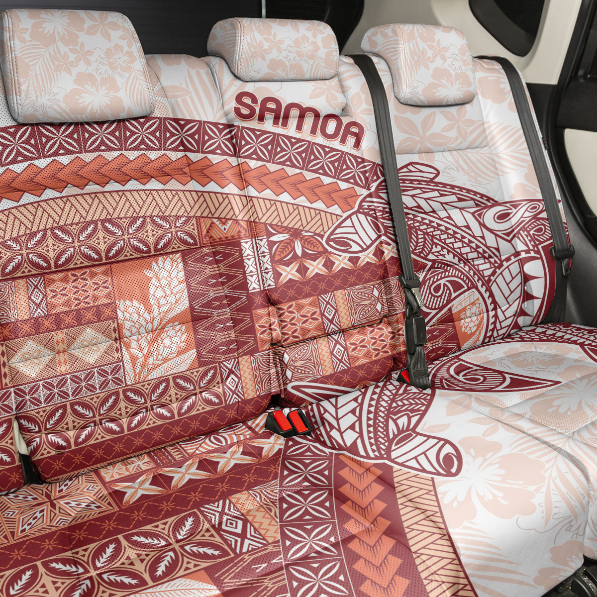 Samoa Mamanu Siapo Crimson Back Car Seat Cover Tatau Malie LT7 - Polynesian Pride