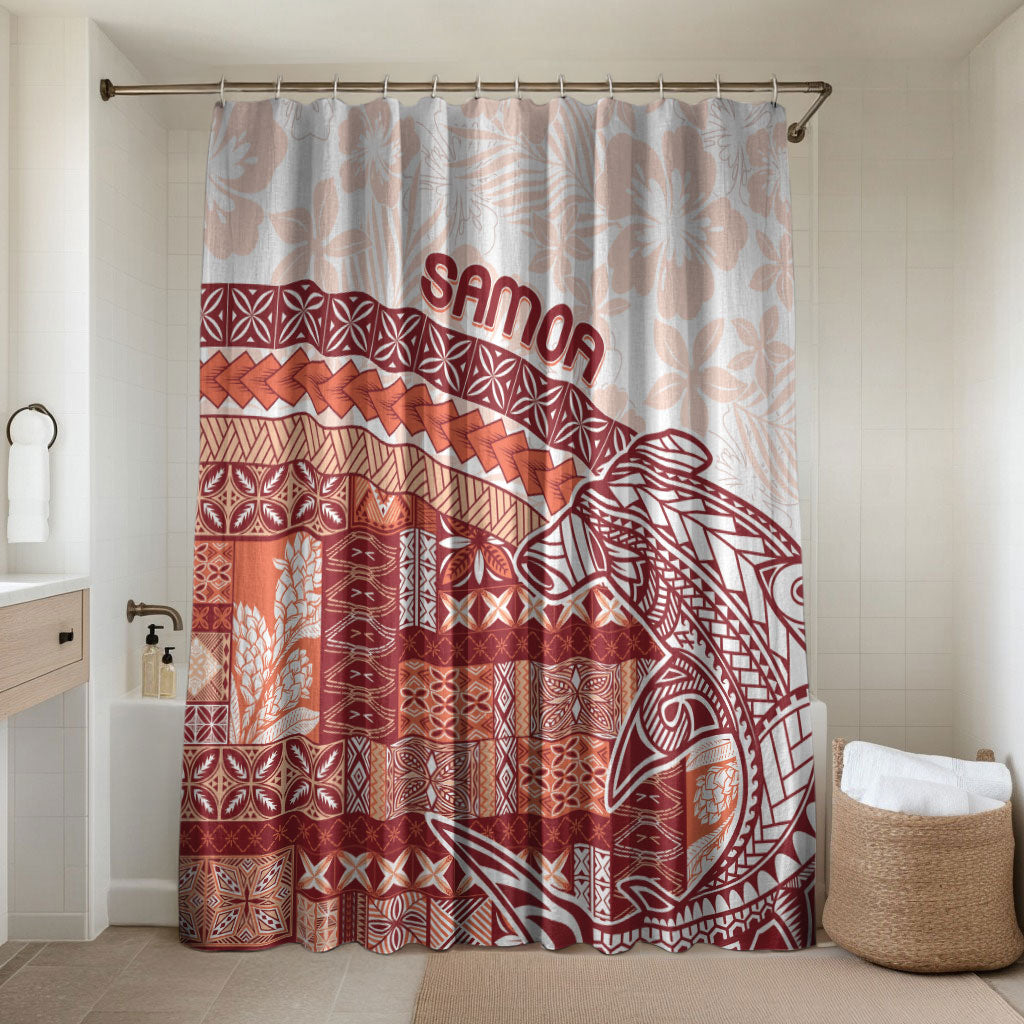 Samoa Mamanu Siapo Crimson Bathroom Set Tatau Malie LT7 Shower Curtain Only Red - Polynesian Pride