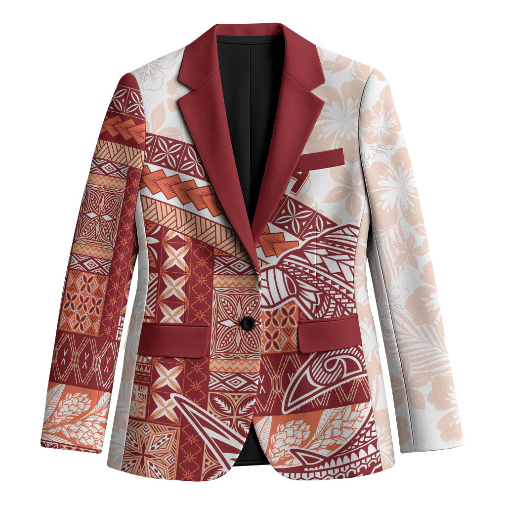 Samoa Mamanu Siapo Crimson Blazer Tatau Malie LT7 Unisex Red - Polynesian Pride