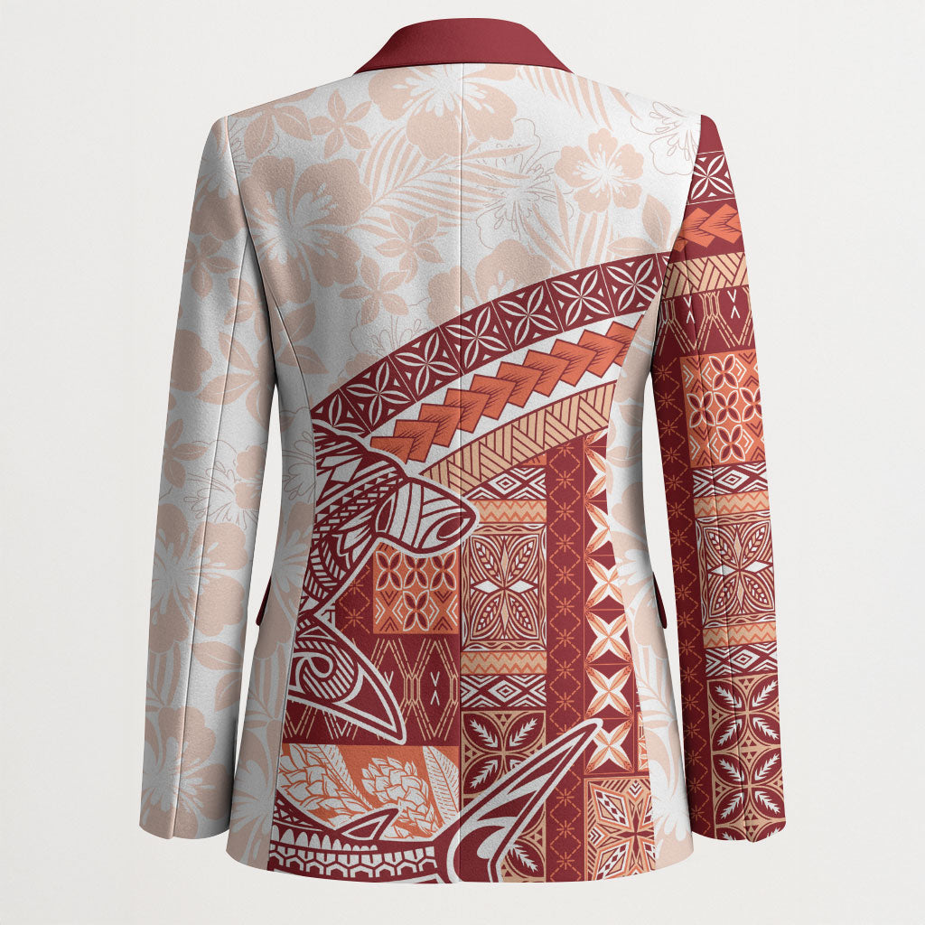 Samoa Mamanu Siapo Crimson Blazer Tatau Malie LT7 - Polynesian Pride