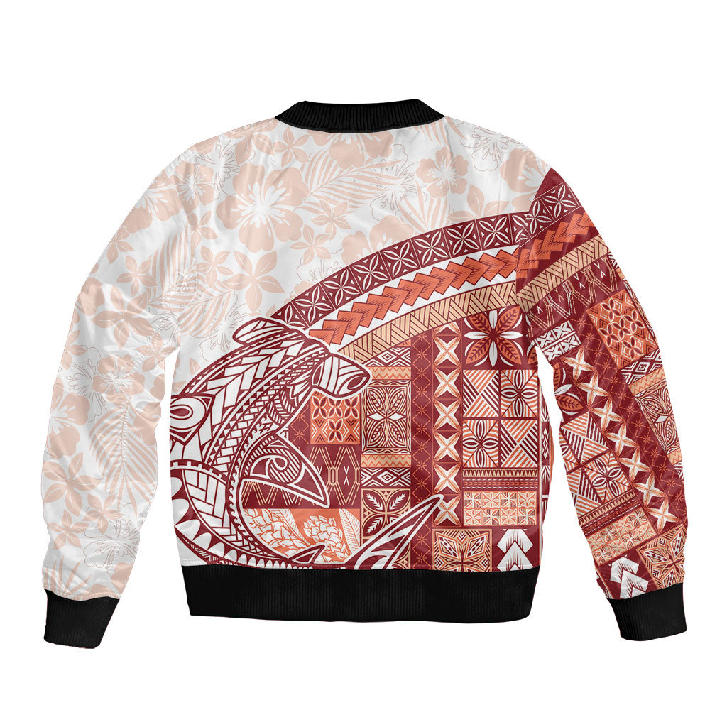 Samoa Mamanu Siapo Crimson Bomber Jacket Tatau Malie LT7 - Polynesian Pride