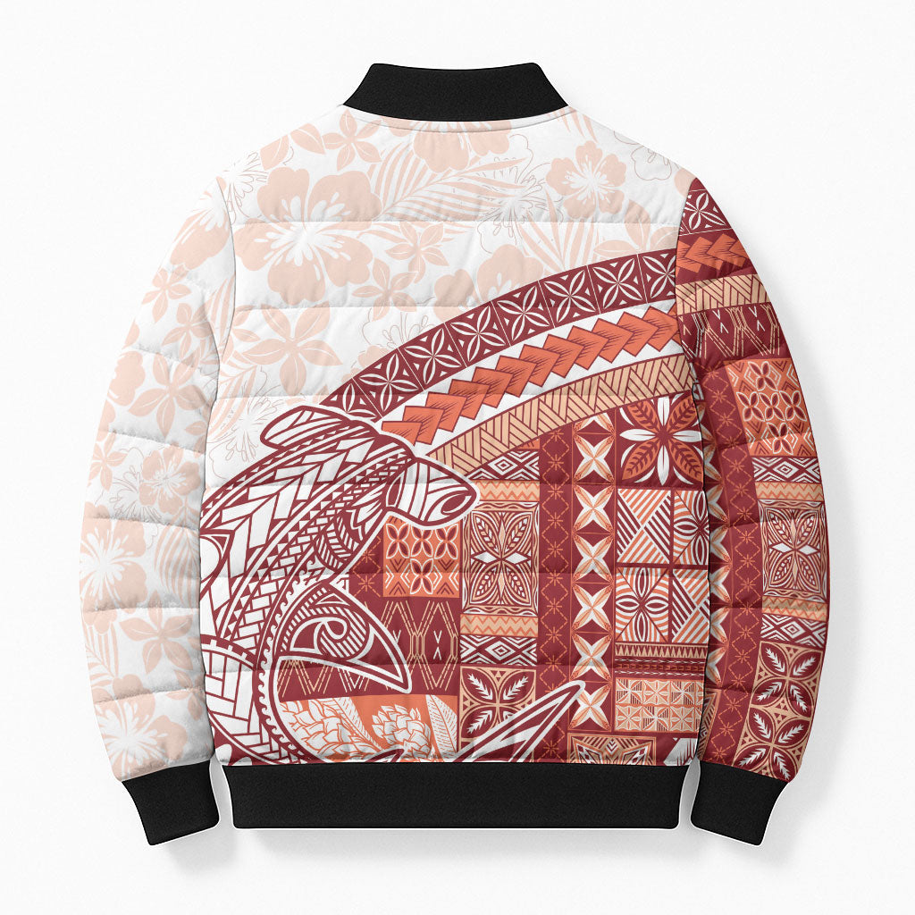 Samoa Mamanu Siapo Crimson Bomber Puffer Jacket Tatau Malie LT7 - Polynesian Pride