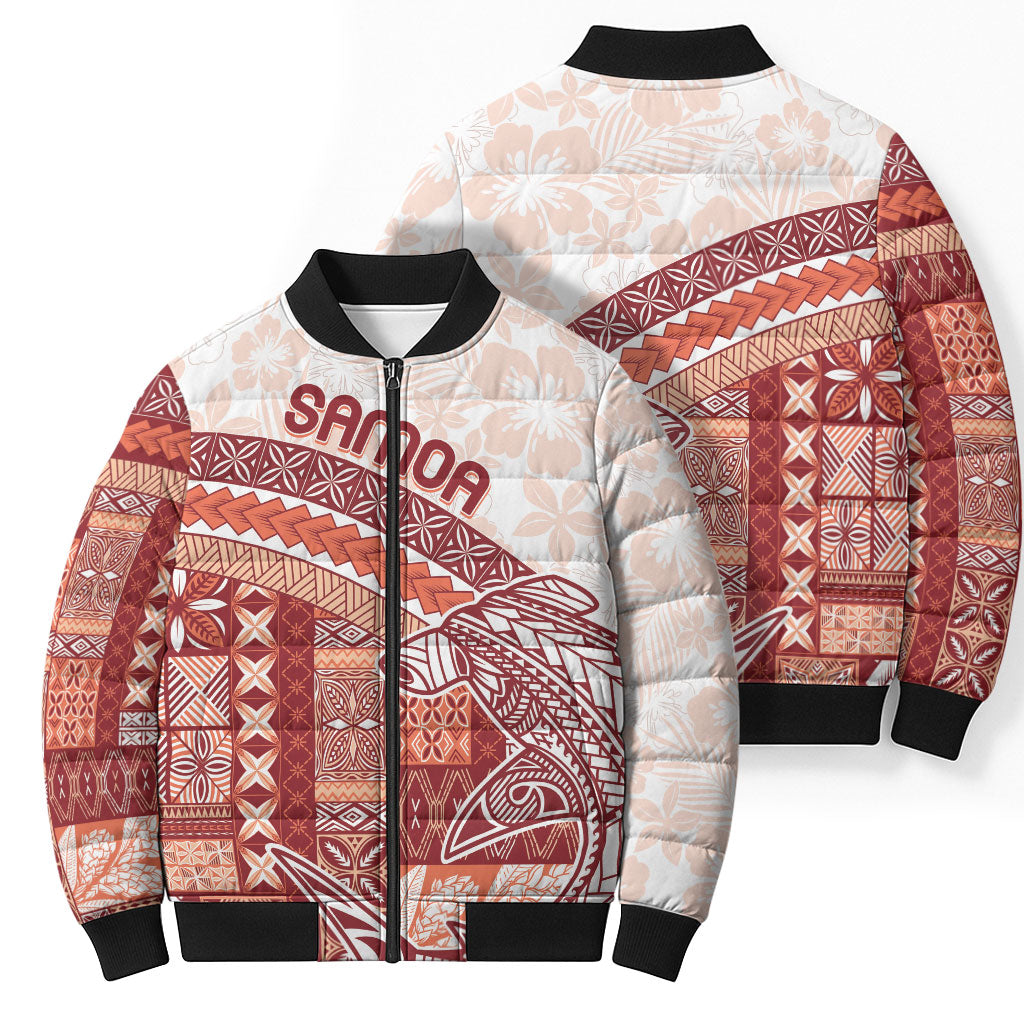 Samoa Mamanu Siapo Crimson Bomber Puffer Jacket Tatau Malie LT7 - Polynesian Pride