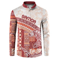 Samoa Mamanu Siapo Crimson Button Sweatshirt Tatau Malie LT7 Red - Polynesian Pride