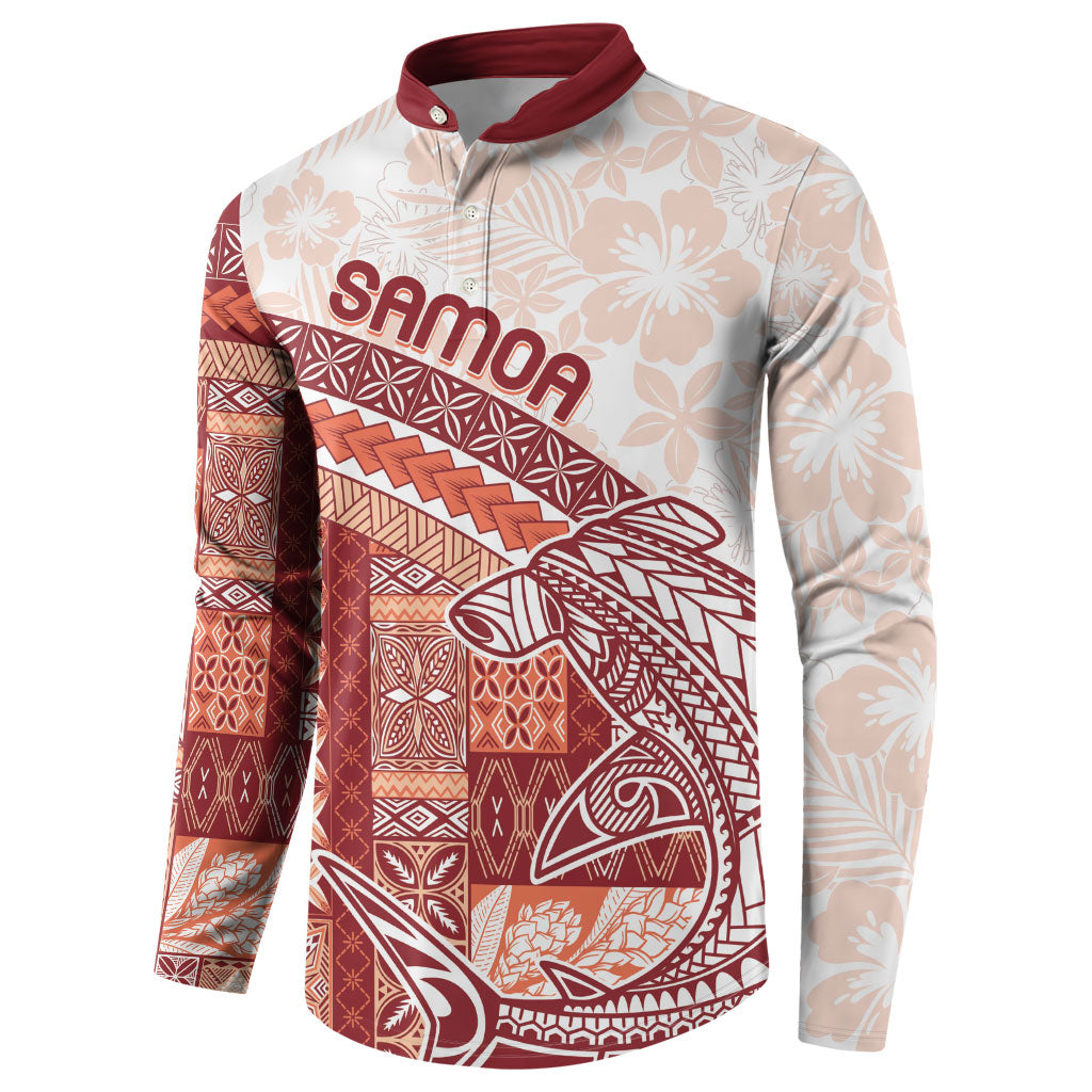 Samoa Mamanu Siapo Crimson Button Sweatshirt Tatau Malie LT7 - Polynesian Pride