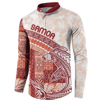 Samoa Mamanu Siapo Crimson Button Sweatshirt Tatau Malie LT7 - Polynesian Pride