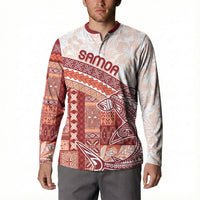 Samoa Mamanu Siapo Crimson Button Sweatshirt Tatau Malie LT7 - Polynesian Pride