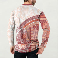 Samoa Mamanu Siapo Crimson Button Sweatshirt Tatau Malie LT7 - Polynesian Pride