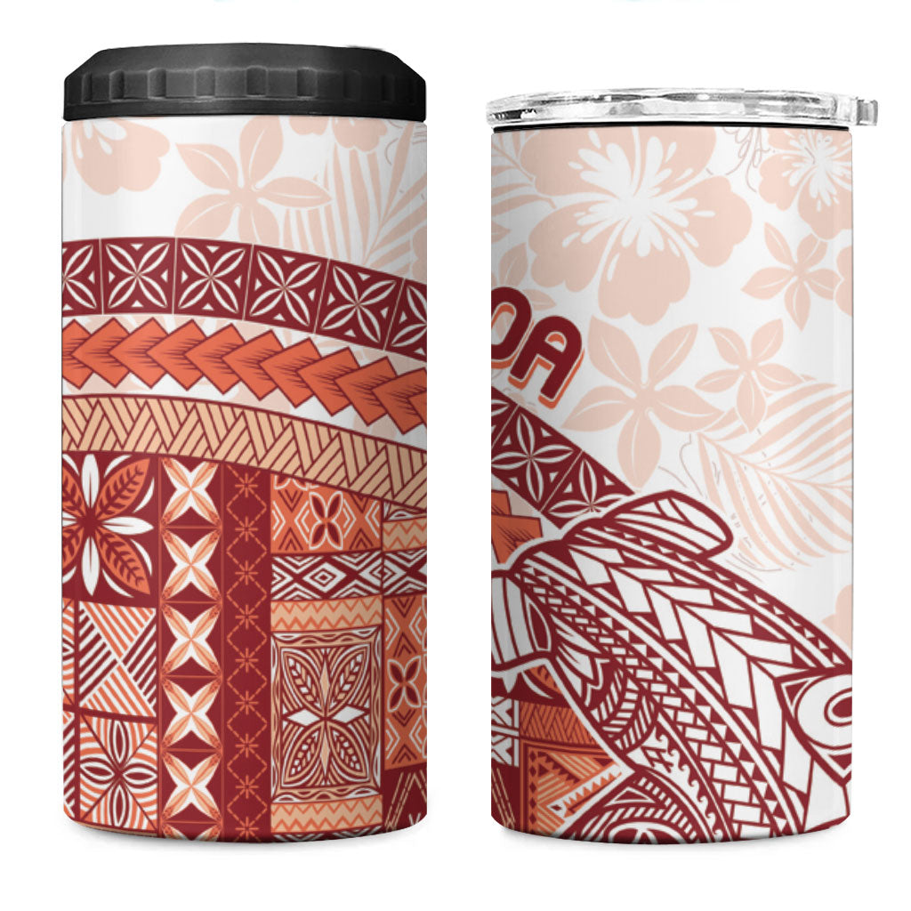 Samoa Mamanu Siapo Crimson 4 in 1 Can Cooler Tumbler Tatau Malie LT7 One Size: 16 oz Red - Polynesian Pride