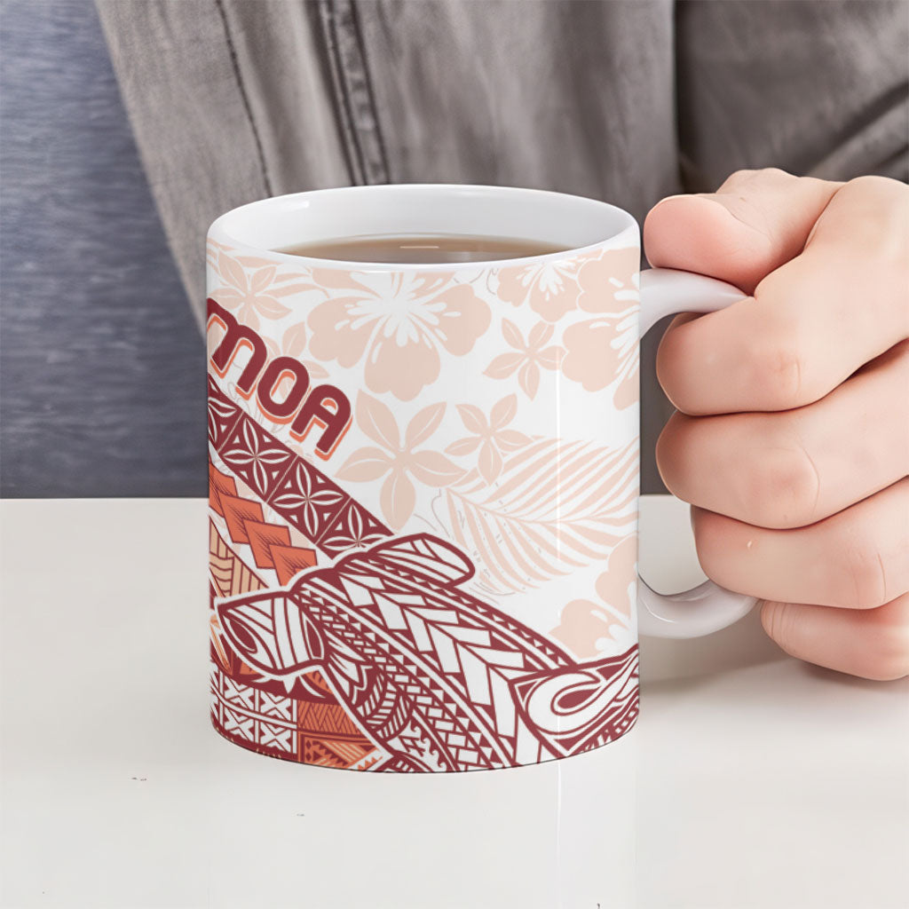 Samoa Mamanu Siapo Crimson Ceramic Mug Tatau Malie LT7 - Polynesian Pride