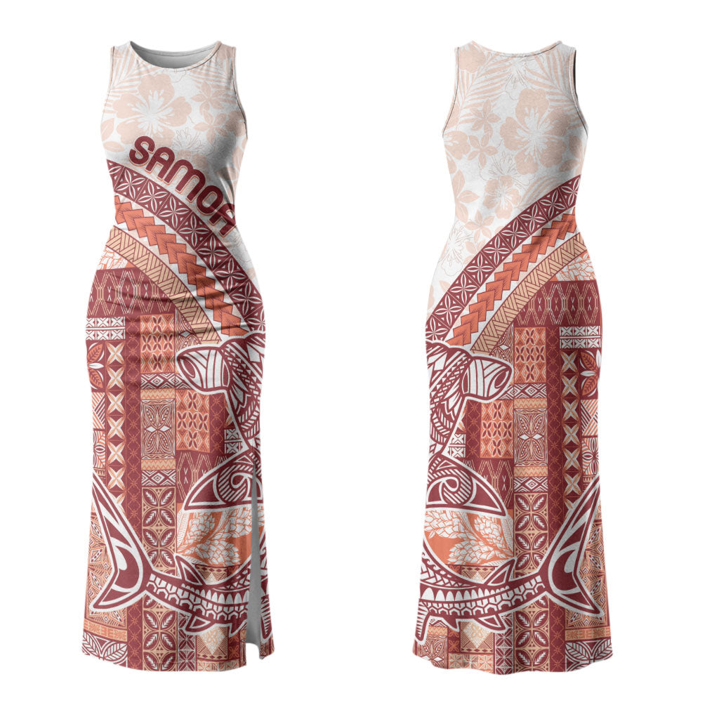 Samoa Mamanu Siapo Crimson Couples Matching Tank Maxi Dress and Hawaiian Shirt Tatau Malie LT7 - Polynesian Pride