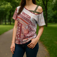 Samoa Mamanu Siapo Crimson Cross Shoulder Shirt Tatau Malie LT7 - Polynesian Pride