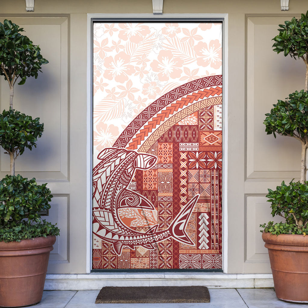Samoa Mamanu Siapo Crimson Door Cover Tatau Malie LT7 Red - Polynesian Pride